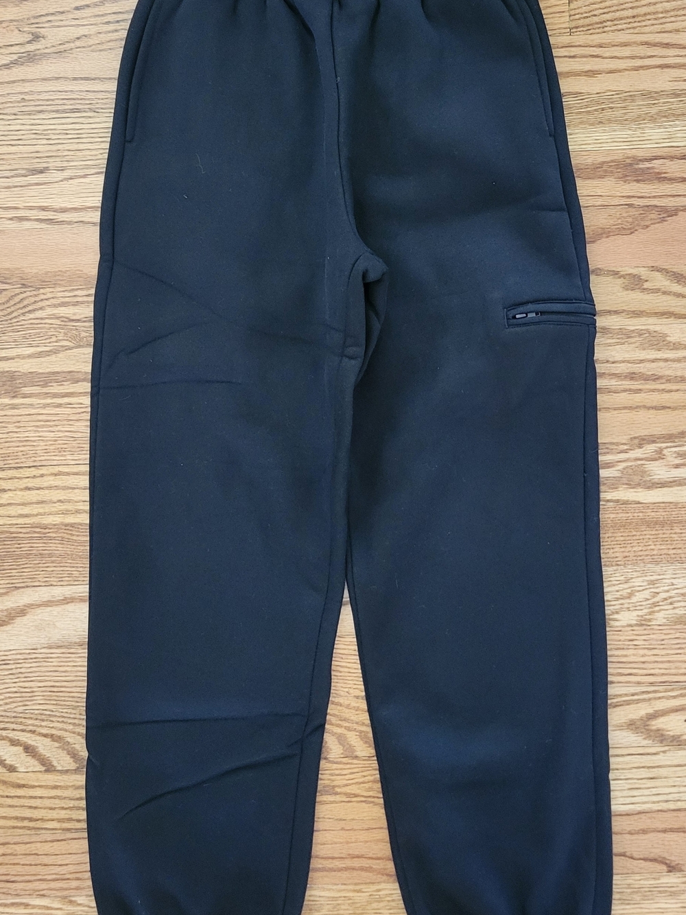 Men's Black Fleece Jogger Pants with Zipped Pocket